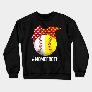 Mom Of Both Softball  Baseball Headband Mothers Day Mama Crewneck Sweatshirt